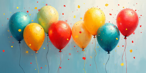 Colorful Balloons and Confetti Celebration Background HD