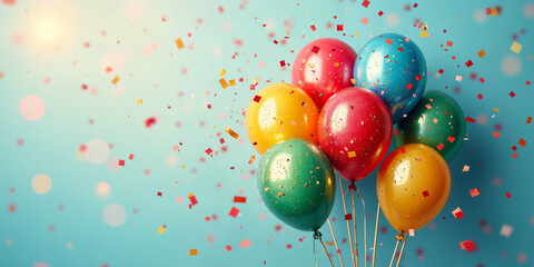 Colorful Balloons and Confetti Celebration Background HD