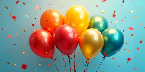 Colorful Balloons and Confetti Celebration Background HD