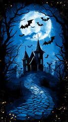 Fototapeta premium Haunted House Under a Full Moon
