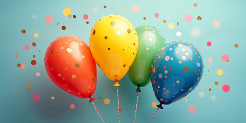 Colorful Balloons and Confetti Celebration Background HD