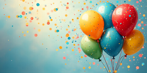 Colorful Balloons and Confetti Celebration Background HD