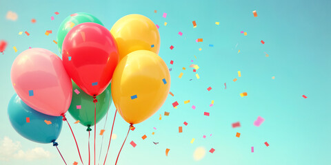 Colorful Balloons and Confetti Celebration Background HD