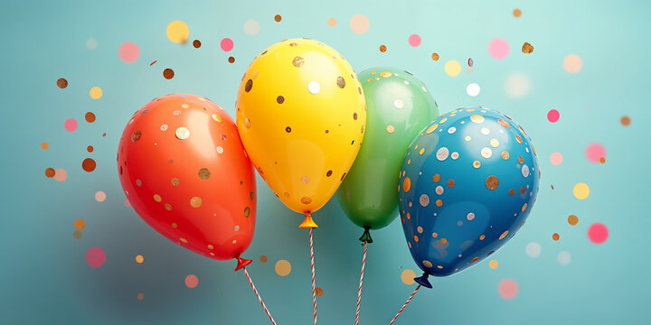 Colorful Balloons and Confetti Celebration Background HD