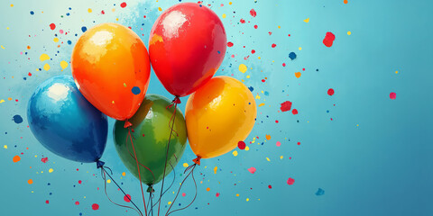 Colorful Balloons and Confetti Celebration Background HD