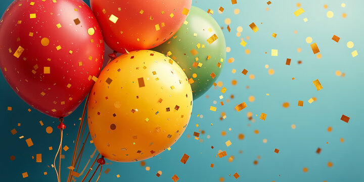 Colorful Balloons and Confetti Celebration Background HD