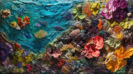 Obraz premium A high-definition close-up of coral reefs, showcasing the vibrant colors and intricate beauty of marine life in stunning detail