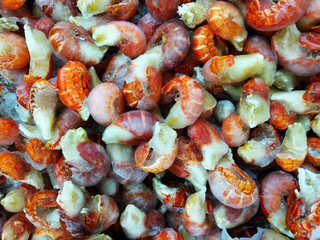 Iced lobster tails sold in supermarkets.