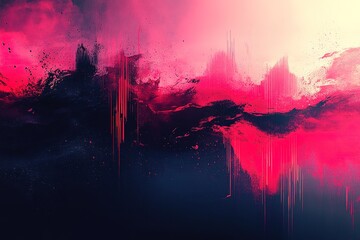 Abstract digital art with vibrant pink and red colors.