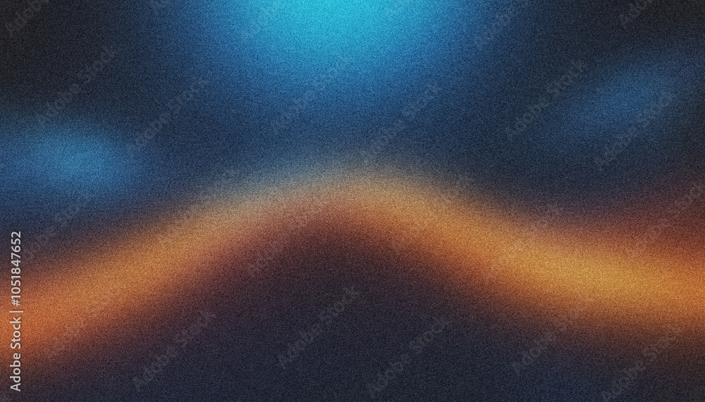 Poster blue and orange toned abstract background with a grainy gradient, creating a textured visual effect
