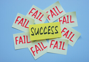 Fail and success text overlay. Resilience and Overcoming obstacles.