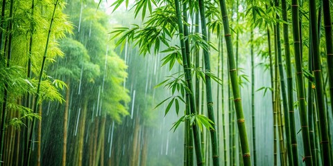 Fototapeta premium Bamboo Trees in Heavy Rain: Nature's Resilience Captured in Stunning Food Photography