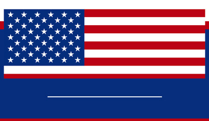 creative abstract background of the flag of the United States of America, stars and stripes, flat-style, blue and red
