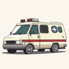 Ambulance Illustrated In Cartoon Style