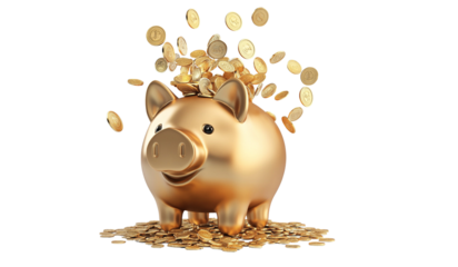 piggy bank with gold coin