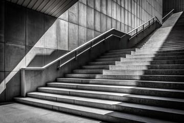 Black and White Brutalist Staircase: Architectural Minimalism and Sharp Lines for Modern Aesthetic Photography