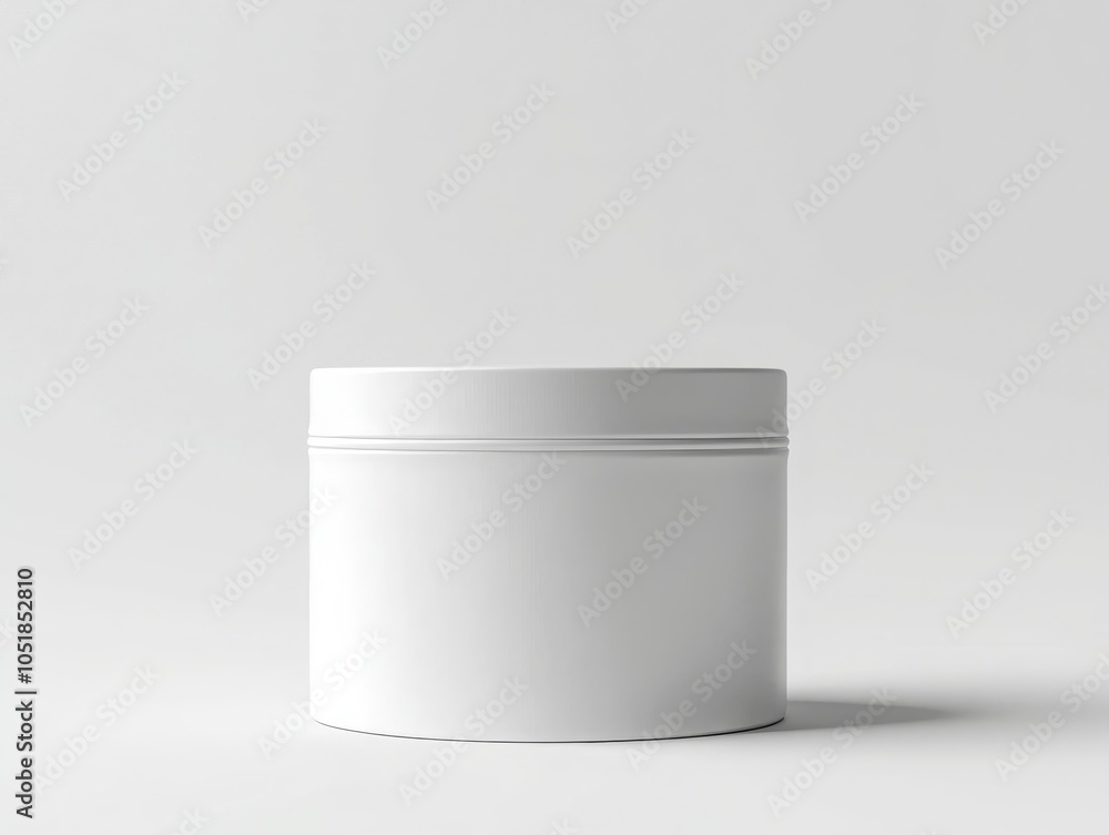 Poster a minimalist white container on a clean background, emphasizing simplicity and modern design.