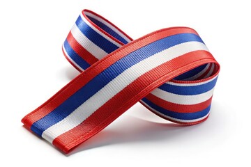Obraz premium 3D Thailand National Flag Ribbon on White Background - Product Photography, Thai Pride, Decorative Ribbon, National Symbols, Cultural Celebration, Isolated Design