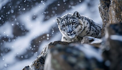 Obraz premium Snow Leopard in its Natural Habitat