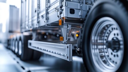 Close Up of a Semi-Trailer Truck Wheel