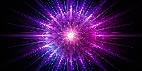 Fototapeta premium Bright Purple Starburst on Black Background - Stunning Drone Photography for Visual Impact