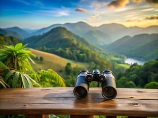 Candid Photography of Binoculars in Nature - Discovering Wildlife and Scenic Views