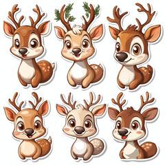 Obraz premium Cartoon Reindeer Activities: Die-Cut Vinyl Set