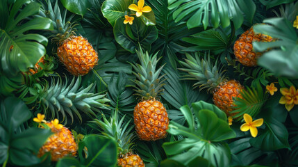 Fototapeta premium fresh pineapple fruits on background