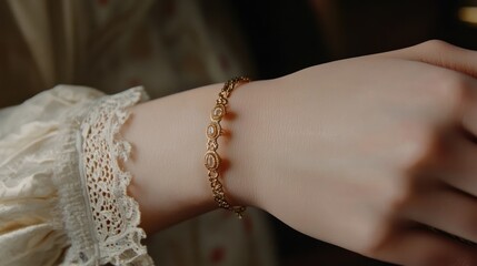 Elegant Gold Bracelet on Delicate Female Wrist