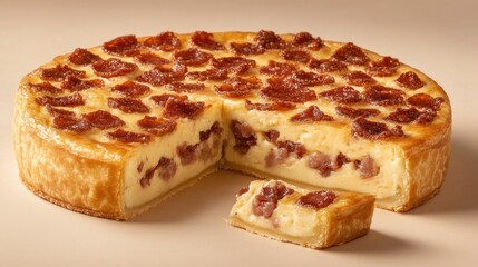 Deliciously Sliced Quiche Lorraine with Crispy Topping