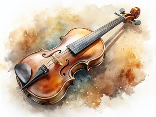 Fototapeta premium Classical Violin Watercolor Abstract Illustration for Music Events, Wall Art, and Promotional Materials