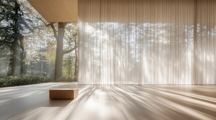 Tranquil Interior Space with Natural Light and Shadows