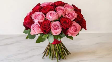 Elegant Bouquet of Red and Pink Roses