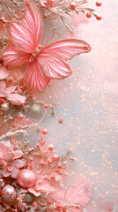 Background for New Year card, advertising, information and greetings in pink colors