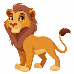Obraz premium Standing cartoon lion character in full-body, white background. 