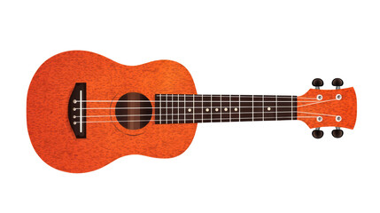 Obraz premium vibrant orange ukulele with smooth finish and six strings, perfect for music lovers and beginners alike. Its cheerful design evokes sense of joy and creativity. 