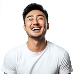 Fototapeta premium Asian man laughing happy background.
