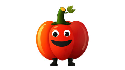 This cheerful cartoon character resembles red bell pepper, complete with smiling face and arms. Its vibrant colors and playful design make it appealing and fun. 