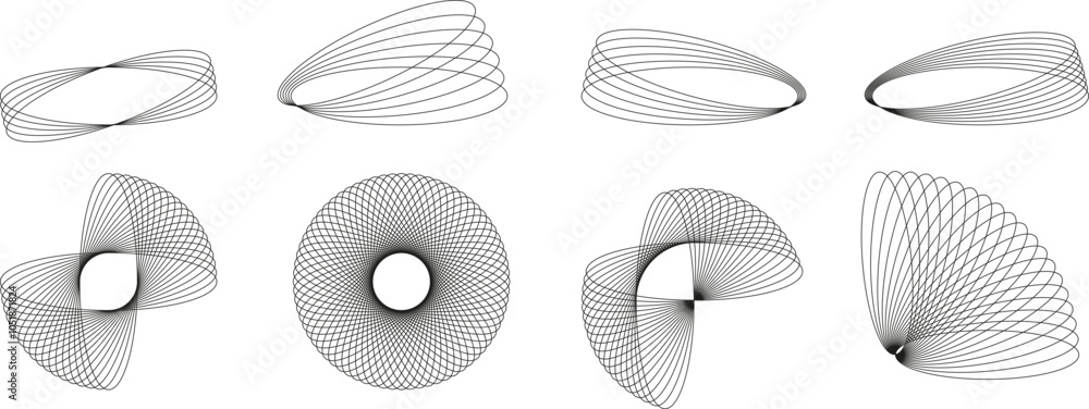 Aufkleber set of geometric rings on transparent background. round geometric shapes for your design. vector eps