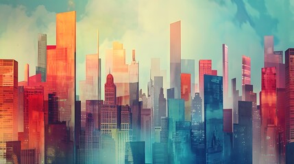 Cityscape with a Vibrant Sunset Glow