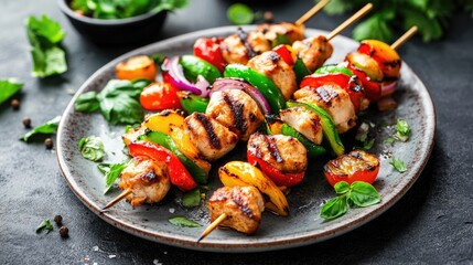 Grilled Yakitori Skewers with Colorful Vegetables