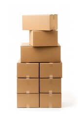 Obraz premium Cardboard box carton white background architecture.