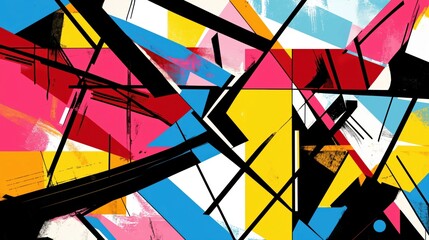 Abstract geometric art with vibrant colors and dynamic lines