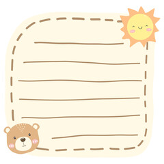 Cute memo pad with little bear and the sun