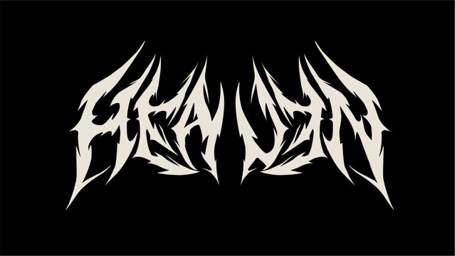 heaven text typography, lettering metal style vector design for t-shirt print apparel