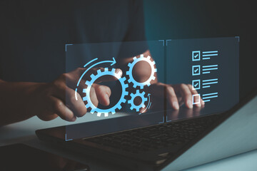Automation Software Technology Process System Business Concept. AI industrial process workflow...
