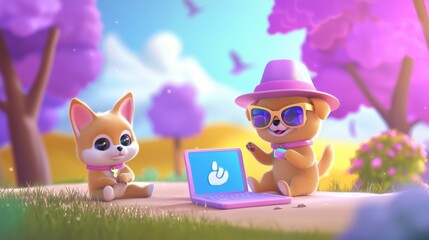 Fototapeta premium Charming Animal and Virtual Influencer Campaigns: Engaging Consumers in the Metaverse