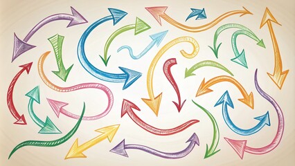 Obraz premium Curved Arrows Collection - Hand Drawn Directional Symbols for Creative Design Use