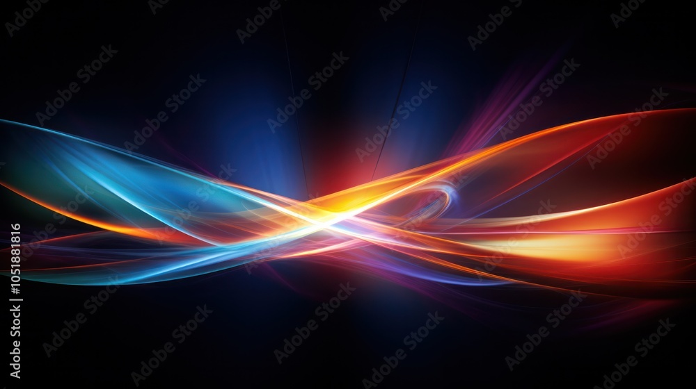 Poster the image consists of abstract lights with moving colorful light trails.