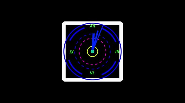 clock icon vector clock face animation digital clock icon analog office clock looped animation black background